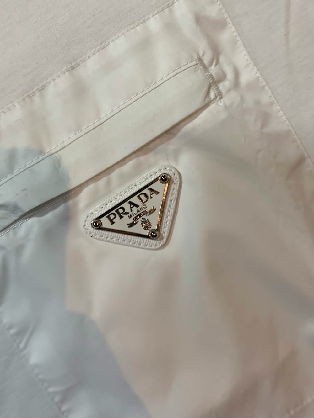 Prada White Polo Nylon Mens MEDIUM - Picture 3 of 5
